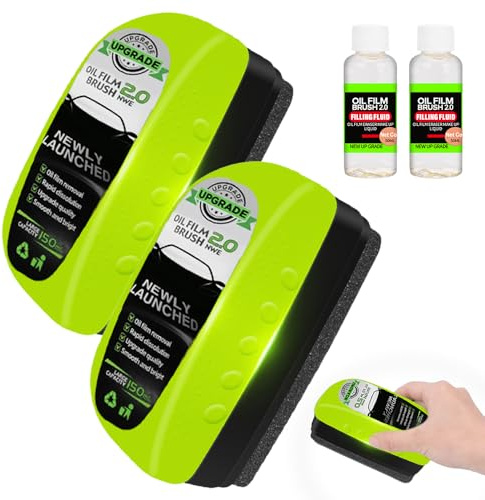 Automotive Oil Film Cleaning Brush, 2026 Nouv Multifonctionnelle Nettoyant Vitre Voiture Avec Recharge de Liquide, Nettoyant pour Film D'huile Nettoyant Vitre Voiture Brosse Nettoyage Voiture (2Pcs)