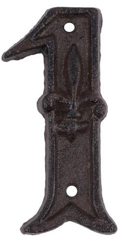 Beavorty Vintage Cast Iron Door Number 1 Plaque for House Address Outdoor Metal Gate Number Sign Sturdy Home Mailbox Suitable for Indoor and Exterior Use