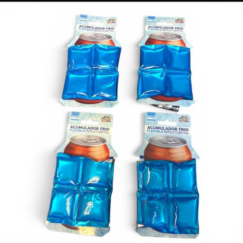 4 Acumuladores Flexibles de Frío para Latas de Bebida, 9 x 2 x 10 cm. muy practico perfectas para latas de 33 cl