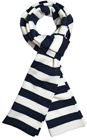 TrendsBlue Premium Soft Knit Striped Scarf, Navy