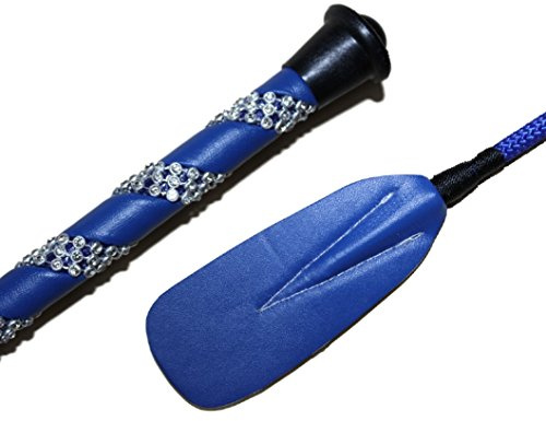 Prairie Horse Supply Jump Bat 45,7 cm inch Cravache d'équitation avec Manche en Fibre de Verre, Cuir Slapper, équitation English Whip, Couleurs : Noir, Bleu, Vert, Rose, Violet, Rouge, ou Jaune, Bleu