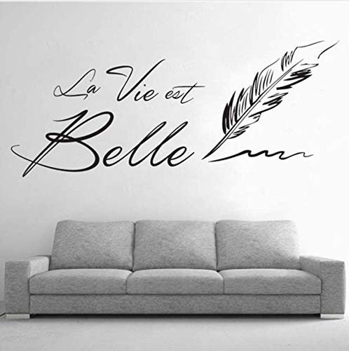La Lettre & La Vie Est Belle & Quot; Stickers Muraux Creative Français Phrase Belle Living Stickers Muraux Salon Décoration De La Maison 70X50Cm