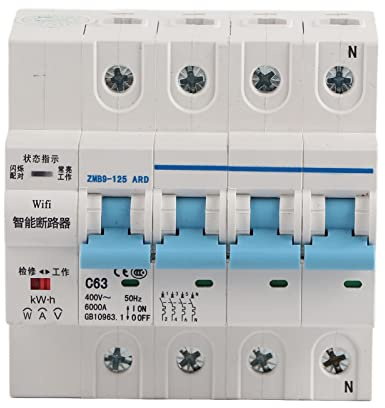 Intelligenter Leistungsschalter, WiFi 4P Drahtloser Fernsteuerungsschalter, 25A 40A 63A 80A 100A Leitungsschutzschalter, ZMB9-125 400V Sicherungsautomat(63A)