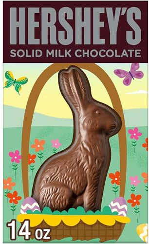 HERSHEY'S Solid Milk Chocolate Bunny, Easter Candy Gift Box, 14 oz