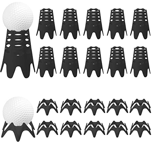 20pcs Golf Tees, Outdoor Indoor Plastic Golf Simulator Tees Practice Training Golf Mat Tees for Home Outside Sports-Lover Athletes (10 Tall & 10 Small, Black)