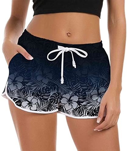 Fanient Kurze Badehose Damen Navy Blau Badeshorts UV Schutz Shorts Strand Wassersport Boardshorts Schwimmhose 40-42 M