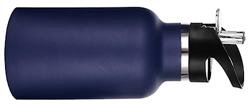 Farmelov 350ml/12oz Insulated Water Bottles with Straw Double Wall Stainless Steel Navy Blue Water Bottle Keep Cold and Hot for Outdoor Sports Men Women Boys Girls