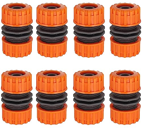 ATB-Foger 8 pcs Hose Connector Double Plug Hose Connector for 1/2 Garden Hoses Garden Schlauchreparatur Gartenschlauch Konnektor Schlauch Kupplung (Braun)
