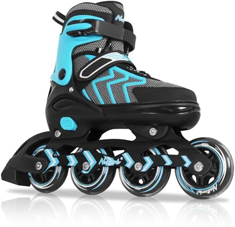 Inline Skates for Adults Men Women, Adjustable Aggressive Durable Roller Skates with Giant Wheels, High Performance Skates for Male Female Teal Size 8 9 10 11