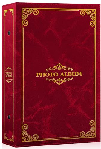 Lanpn Photo Album 6x4 Slip in, Traditional Classic 300 Pockets Photo Albums Holds Landscape Only 10x15cm Picture Red