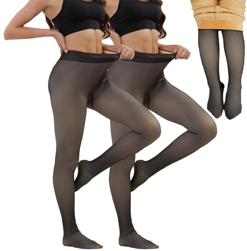 Merlvida Strumpfhosen Damer Vinter High Waist Termo Strumpfhose Fodrade Leggings Varm Fleece Vinterstrumpfhose Fusk Genomskinlig Termostrumpfhose Pantyhose 1-3 Par