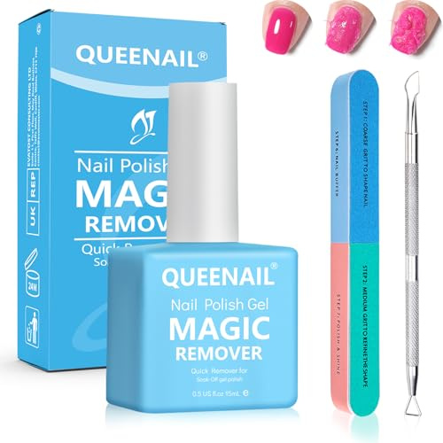 1pcs (15ml) Gel Acrylic Nail Polish Remover,Professional Gel Remover,Included Cuticle Pusher and Tools File,Help you Easily and Quickly Remove Gel Polish
