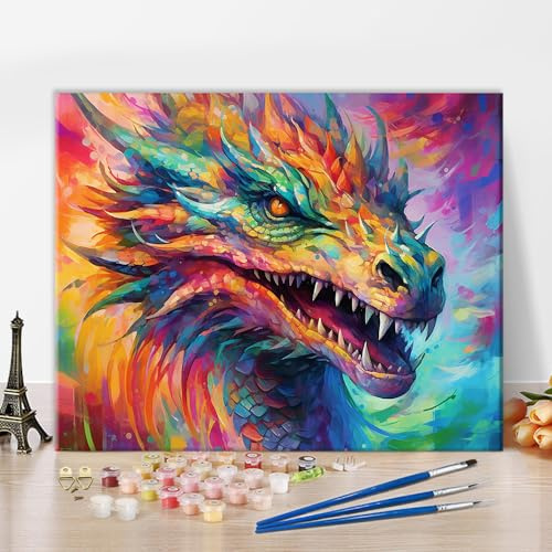 Abstract Dragon DIY Paint by Number Mythical Animal Paint by Numbers for Adults Medieval Fantasy Animals Art Kids Paint by Numbers Kids on Canvas Paint by Numbers for Adults Beginner 16x20inch
