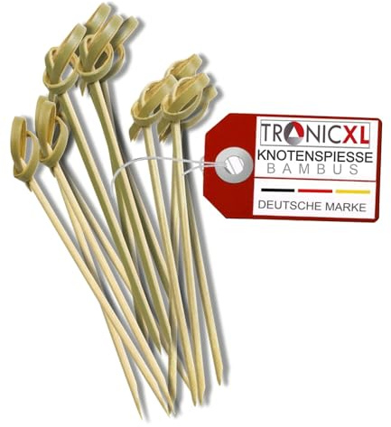 TronicXL 2000 brochetas de bambú de 8 cm con nudos, pinchos de madera para catering, bambú, barbacoa, cóctel, fiesta, queso, palillos de bambú, TR162622