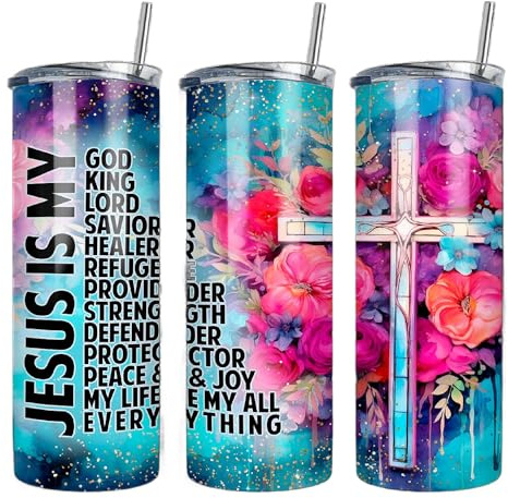 Jesus Floral Tumbler Wrap Ready to Press Sublimation Transfer - 20 oz Straight Tumbler Printed Transfer, Christian, Ready to Use, Believer