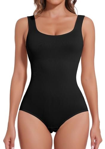 Joyshaper Shapewear Damen Body Shaper Bauchweg Shape Bodysuit Miederbody Formende Bodys Figurformende Tank Tops Schwarz,M