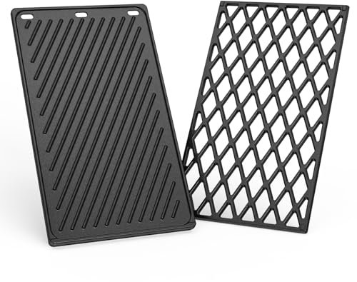 Onlyfire Set of Reversible Griddle Plate and Cast Iron Cooking Grate for Weber Spirit 200 Series with Up Front Controls and Spirit II 200 Series Grills, Spirit E/S-210, E/S-220, Spirit E-310(2025)