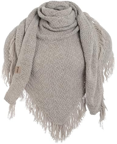 KNIT FACTORY - Dreiecksschal Amber - Damen Strickschal mit Wolle - Umschlagtuch für den Herbst und Winter - Winterschal - Dreieckstuch - Hochwertige Qualität - XXL Schal - 190x85 cm - Iced Clay