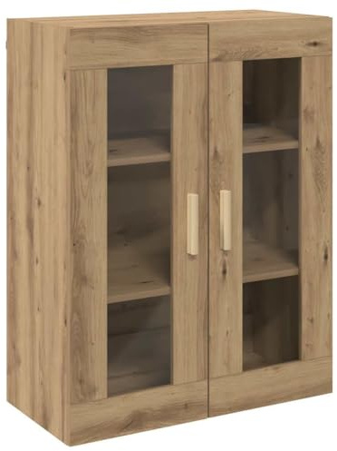 vidaXL Armoire Murale Suspendue chêne Artisanal 69,5x34x90 cm, Armoire Suspendue, Armoire d'exposition Murale, Armoire en Verre Suspendue