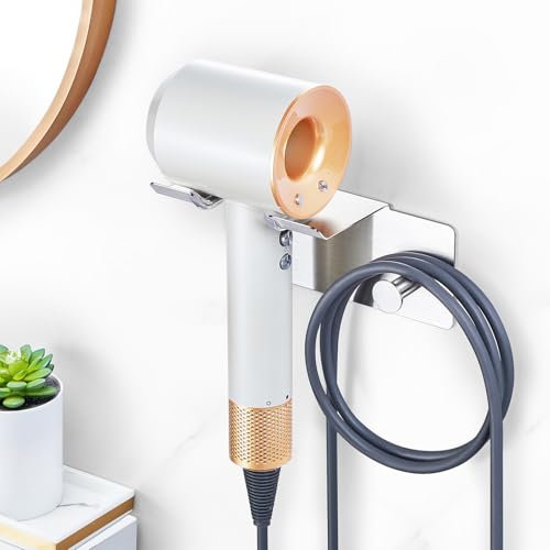 XILIMOR Föhnhalter Ohne Bohren, Fön Halterung, Fönhalter Wand Ohne Bohren Edelstahl, Selbstklebend Haartrocknerhalter, Föhnhalter Wandhalterung, Fönhalterung für Bad Schlafzimmer Barbershop Hotel