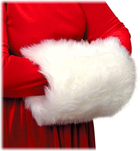 Maxwigs Mrs. Claus White Hand Muff #777 – Long-Hair Faux Fur Winter Accessory, Satin Lined, for Caroling, Dickens Costumes & Christmas Events