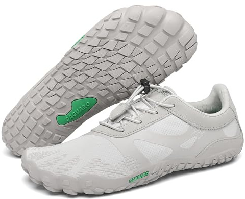 SAGUARO Unisex barfotaskor, lätta, halkfria traillöparskor för utomhus och inomhus, Skejsgrå, 40 EU
