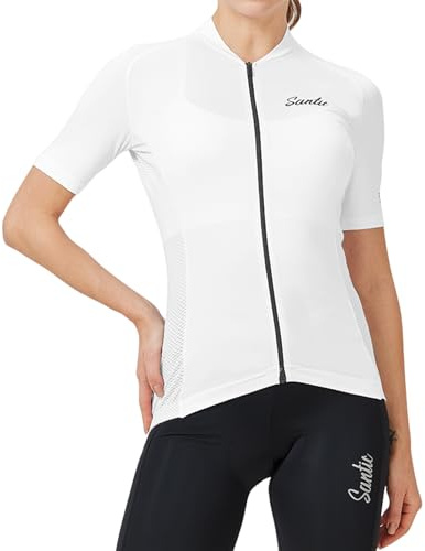 Santic Maillot Ciclismo Mujer Chaqueta Ciclismo Manga Corta Verano Camiseta Ciclismo Transpirable Secado rápido Reflectante Tops Ciclismo UPF50+