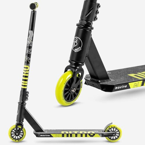Trottinette Freestyle Movino Nitro Pro Stunt Trick Scooter Roulements ABEC 9 Trottinette Résistante aux Acrobaties Roues de 100mm Poids 3,5kg Aluminium 6061