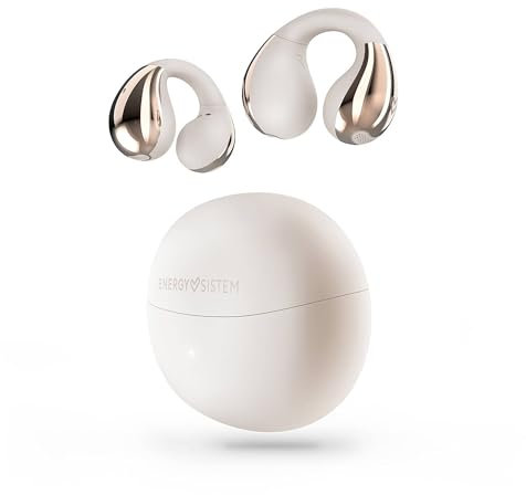 Energy Sistem Coolpods - Cascos Auriculares Bluetooth inalámbricos Open Sound con Microfono (25H batería, cancelación de Ruido en Llamadas, IPX4 Resistentes al Agua, cómodos y Flexibles) Crema
