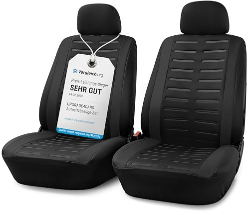 Upgrade4cars Coprisedili Anteriore Set Versione 2026 | Coperture Universali in Nero per Conducente e Passeggero | Accessori Interno Auto Decorazione