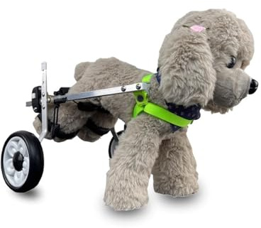 Silla de ruedas ajustable para perros pequeños, carrito de rehabilitación de aluminio ligero para perros y gatos lesionados, andador de recuperación de fácil maniobra (talla S), ayuda de movilidad