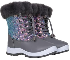 Mountain Warehouse Fizz Kids Waterproof Fur Lined Snow Boots Silver Junior Shoe Size 2