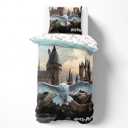 Harry Potter Sängkläder 140 x 200 bomull, Hogwarts barnsängkläder, 1 x örngott 63 x 63 påslakan 140 x 200, uggla Hedwig present