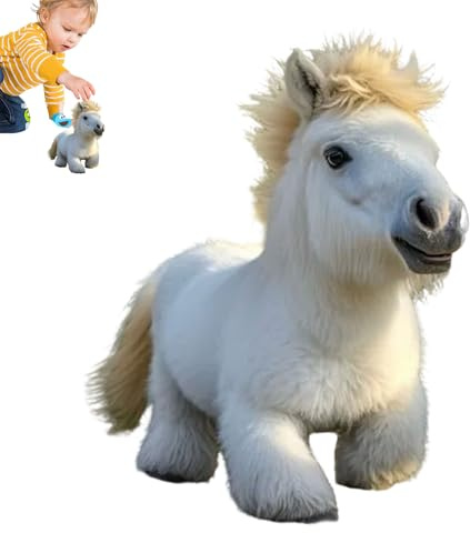Jouet Cheval Robot – Design En Peluche Marron Café Blanc, Cheval De Marche Interactif Mignon, Compagnon En Peluche Électronique | Animal De Compagnie Robotique Doux Pour Garçons Et Filles, Salle De Je
