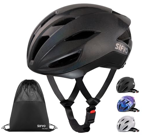 SIFVO Casco da bici da corsa, per adulti, con fibbia magnetica, regolabile, 56-61 cm, leggero, per uomo e donna