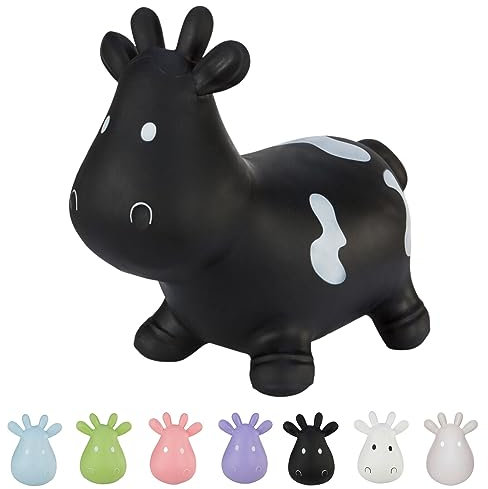 Hoppimals Tootiny Hüpftier, Hüpftier ab 1 Jahre & Hüpftier ab 2 Jahre, Hüpfende Kuh, Für Gymnastik & Geschicklichkeit für Kinder, Verpackt im Geschenkkarton, inklusive Pumpe - Baby-Hüpfer SCHWARZ