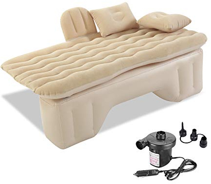 Ergocar Colchoneta Colchon Inchable Colchón Camping Cama Inflable del Coche para Camping, Senderismo, Piscina, Playa, Viajar (Beige)