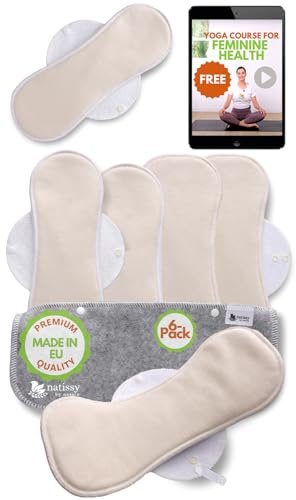 Assorbenti Lavabili Cotone Biologico; Assorbenti Riutilizzabili 6-Pack (Taglia L+XL) PRODOTTI IN EU; Assorbent Lavabili Flusso Abbondante Notte; per il ciclo mestruale, l’incontinenza e il dopo parto