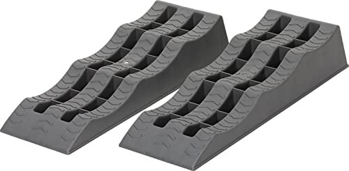 BERGER | Cunei di Salita, Set di 2 Cunei di carico Frenanti per Camper, Roulotte, Caravan - Rampe di Livellamento Frenanti - Piedini stazionamento per diversi automezzi - 61 x 21,5 x 12 cm - Grigio