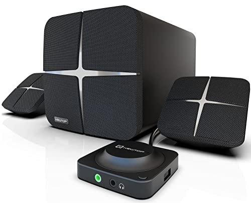 N NEWTOP Casse Set 2.1 Bluetooth PCS03 Speaker 38W Sistema Altoparlanti Impianto Audio Subwoofer Satelliti Home Theater Super Bassi AUX Lettore Musica USB Jack 3.5mm per Notebook PC tablet Cellulare