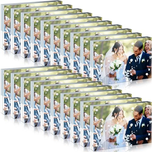 Handepo 20 Pcs Acrylic Picture Frame Bulk Clear Acrylic Photo Frame Magnetic Desktop Display Double Sided 20 mm Thickness Freestanding for Bedroom Living Room Home Office(4 x 6)