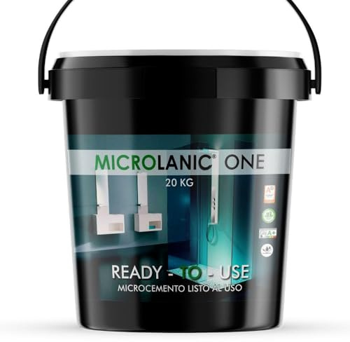 MICROLANIC ONE FIN (20KG). Pour 40m2. Beton Ciré prêt à l'emploi à grains fins pour la décoration des sols et des murs. Ce produit fait partie d'un système. COULEUR 03 GRIS 40%