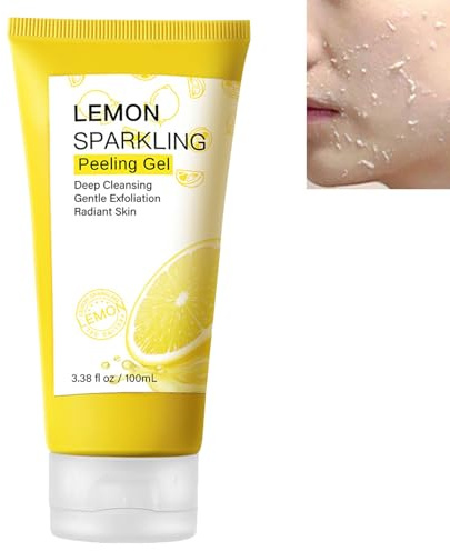 KOAHDE Natürliches Zitrone Peeling Gel,Gesicht Reinigung,Peeling-Gel für das Gesicht,Tiefenreinigung,Brightening Exfoliating,Damen