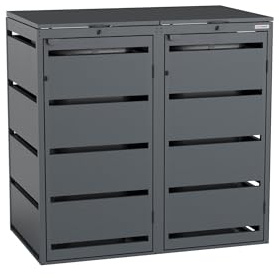 BIO Stefan Dagobert mülltonnenboxen für 120 Liter Mülltonne | verzinkter Stahl | robuste Mülltonnenverkleidung | verwendbar als Paketbox | Mülltonnen Unterstand | Anthrazit | stabile Mülltonnenbox 2er