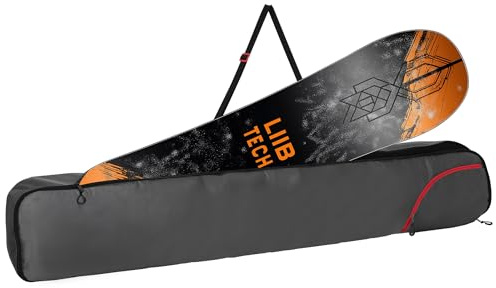 Navaris Snowboardväska för män och kvinnor – 157 cm – med sidoficka och justerbara remmar – för enkel snowboardtransport – röd och grå