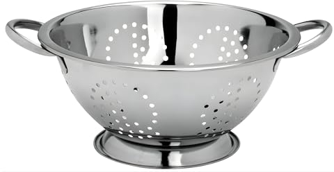 PARENCE.- Passoire Double Anse en Acier Inoxydable - Tamis de Cuisine 24cm de Diamètre - Polyvalent, Robuste, Inox, Gris