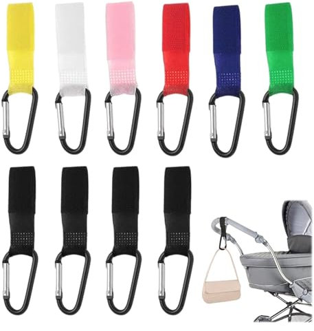 10 Stück Kinderwagen Haken Taschenhaken,Kinderwagen Haken,kinderwagen haken schwarz,kinderwagen haken kordel,kinderwagen haken aus nylon,geeignet zum Aufhängen von Taschen am Kinderwagen