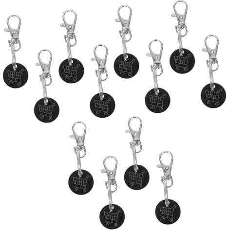 NUOBESTY 12 Piezas Fichas De Compras Llavero con Moneda Trolley Colgante De Carro De La Compra Colgante Extractor De Carritos Token De Moneda De Carrito De Compras De Zinc