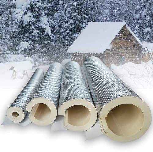 1m de Largo Fundas de Aislamiento Térmico para Tuberías Exteriores - Papel De Aluminio Coquilla Aislante - Tubo De Aislamiento De Tubería para Tubos De Agua Y Calefacción(30mmx114.0mmx1m)