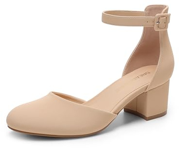 DREAM PAIRS Scarpe Tacco Blocco Donna Punta Tonda,Nudo,38.5